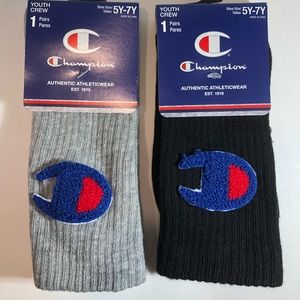 Champion Crew Socks New ( Black & Gray )